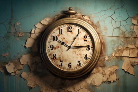 a clock on a wall with time running toward a deadline, created with generative aiの素材