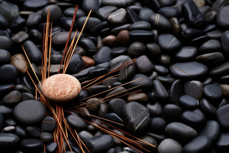 a shot of acupuncture needles on a stone background, created with generative aiの素材