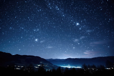 a tranquil night starscape captured through a telescope, created with generative aiの素材