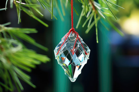 an ornament crafted from wire and crystals dangling from a string, created with generative aiの素材