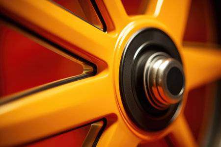 detail of a spin bikes wheel, created with generative aiの素材