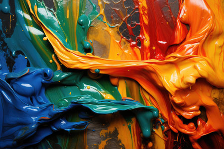 melted crayons showing a clash of colors, created with generative aiの素材