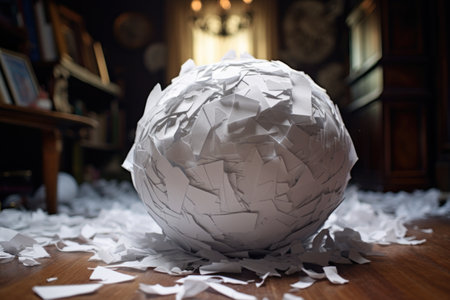 ball of crumbled paper with inappropriate questions, created with generative aiの素材