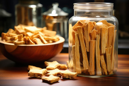 glass jar filled with homemade dog treats, created with generative aiの素材