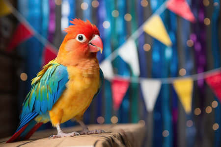 bird perched on the adoption day banner, created with generative aiの素材