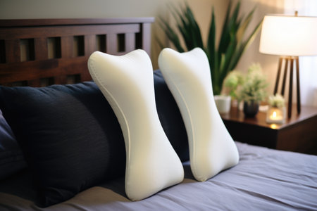 orthopedic pillows on a bed, created with generative aiの素材