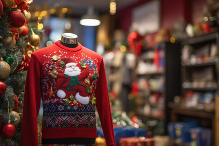 christmas jumper displayed on a mannequin, created with generative aiの素材