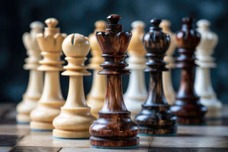 chess pieces in a cooperative stance, created with generative aiの素材
