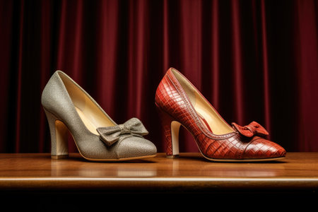 high heels and loafers side by side, created with generative aiの素材