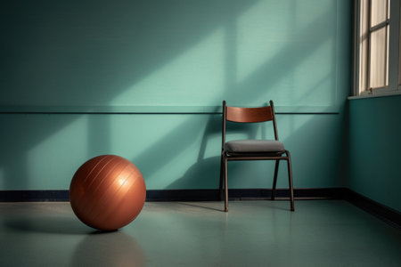 pilates ball sitting next to a wall, created with generative aiの素材