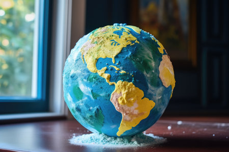 sponge painted as a globe, created with generative aiの素材