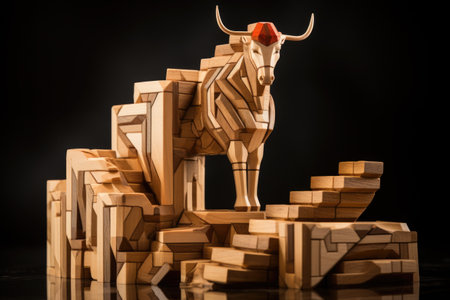 trademark symbol crafted from wooden blocks, created with generative aiの素材