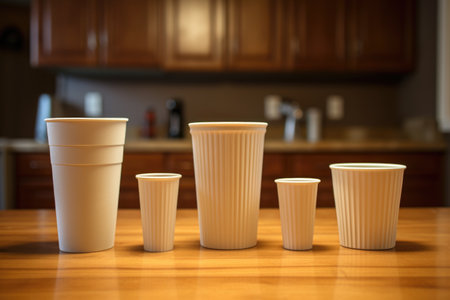 cups of varying sizes representing child, teenager, and adult, created with generative aiの素材