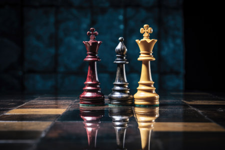 two chess pieces with a larger piece overshadowing a smaller one, created with generative aiの素材