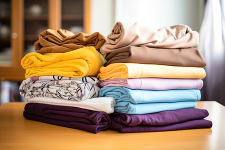 maternity clothing folded neatly on a table, created with generative aiの素材