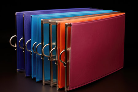 binder ring with identical color file folders, created with generative aiの素材