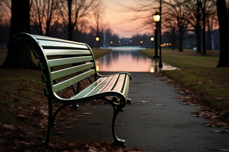 phone left behind on a park bench seat while owner is jogging, created with generative aiの素材