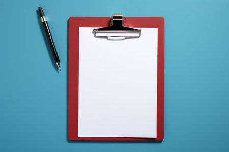 checklist on a clipboard against a blue background, created with generative aiの素材