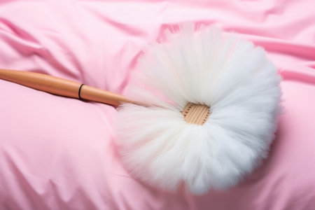 a badminton racket and a fluffy pillow against a pastel background, created with generative aiの素材