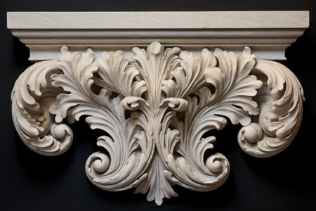 close-up of a corinthian columns capital, decorated with acanthus leaves, created with generative aiの素材