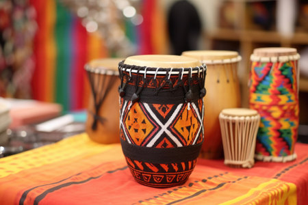 close up shot of african drum used in kwanzaa, created with generative aiの素材