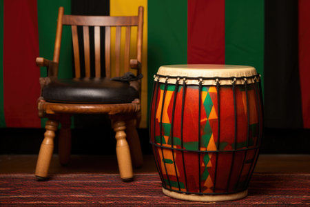 an african drum with kwanzaa flag on the side, created with generative aiの素材