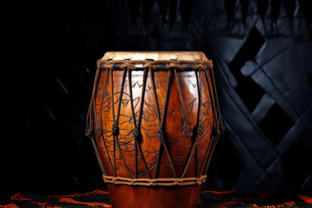 african drum under soft, dramatic lighting, created with generative aiの素材