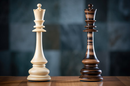 two chess pieces side by side on the board, created with generative aiの素材
