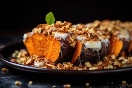 roasted sweet potatoes with marshmallow topping, created with generative aiの素材