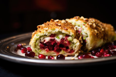 baking roll filled with fresh cranberry stuffing, created with generative aiの素材