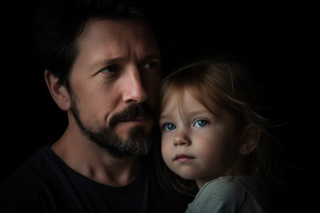 portrait of a father and his little girl, created with generative aiの素材