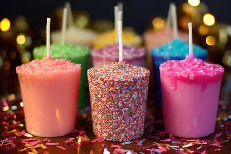 finished candles with shimmering sprinkles, created with generative aiの素材