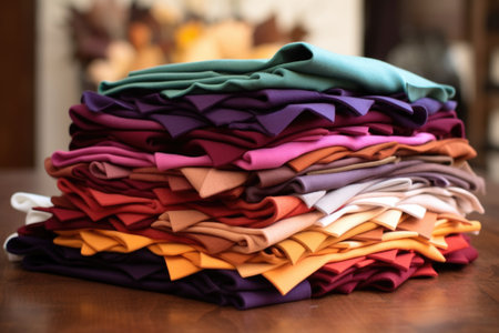pile of felt sheets for autumn leaf garlands creation, created with generative aiの素材