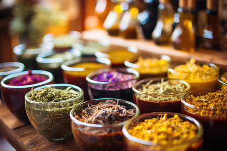 assortment of herbal teas known for promoting hormone health, created with generative aiの素材