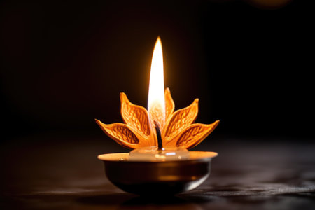 a single flame from one of the candles in a kinara, created with generative aiの素材