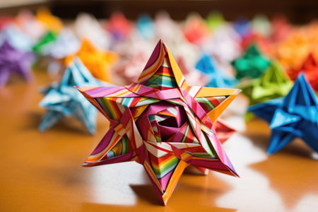 handmade star of david crafts with colorful paper and glue, created with generative aiの素材