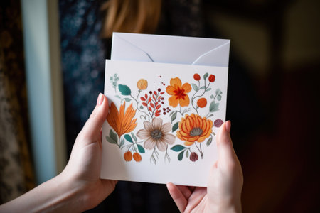 close up of a thank you card being placed in an envelope, created with generative aiの素材