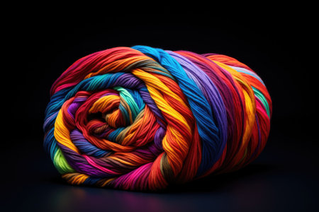 vibrantly colored roll of knitting wool, created with generative aiの素材