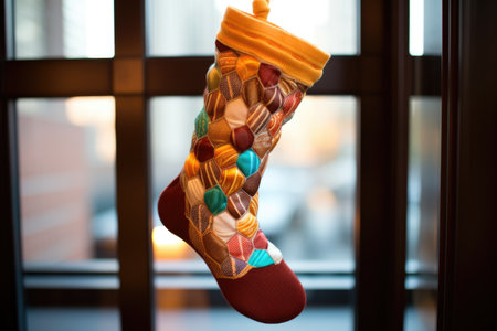 a sock-style stocking filled with handmade caramel candies, created with generative aiの素材