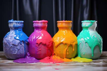 homemade slime in different colors and textures, created with generative aiの素材