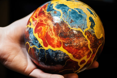 close-up of a hand-painted earth and sun diagram, created with generative aiの素材