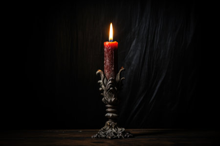 illuminated candle against a dark room, created with generative aiの素材