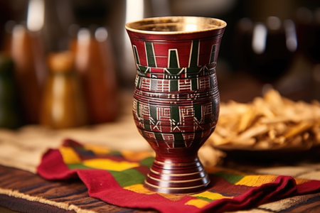 traditional kikombe unity cup filled with wine, created with generative aiの素材