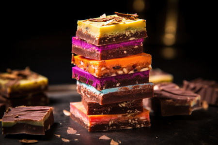 a close-up of stacked barfi pieces, created with generative aiの素材