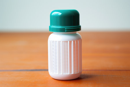 pill bottle with a childproof cap unscrewed, created with generative aiの素材