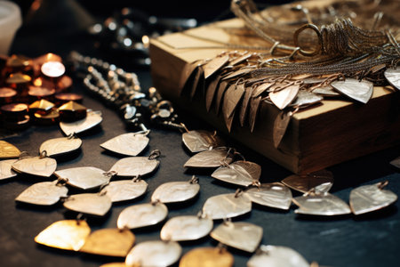 close-up of slashed price tags on jewelry items, created with generative aiの素材