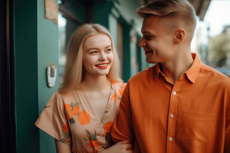 a happy young couple going on a date, created with generative aiの素材