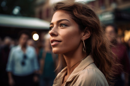 cropped shot of an attractive young woman at a film festival, created with generative aiの素材