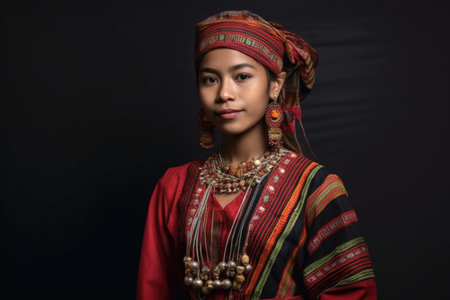 a young ethnic woman wearing traditional clothing, created with generative aiの素材