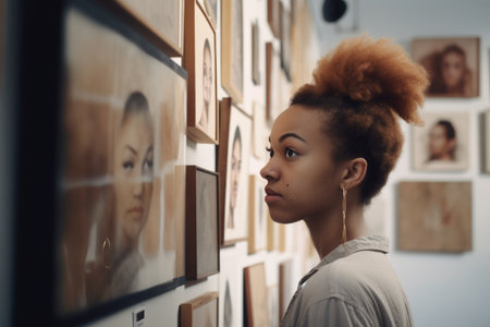 shot of a young woman looking at works in progress, created with generative aiの素材